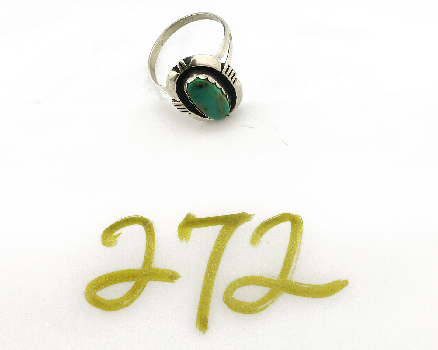 Navajo Ring .925 Silver Kingman Turquoise Handmade Native American Artist C.80's