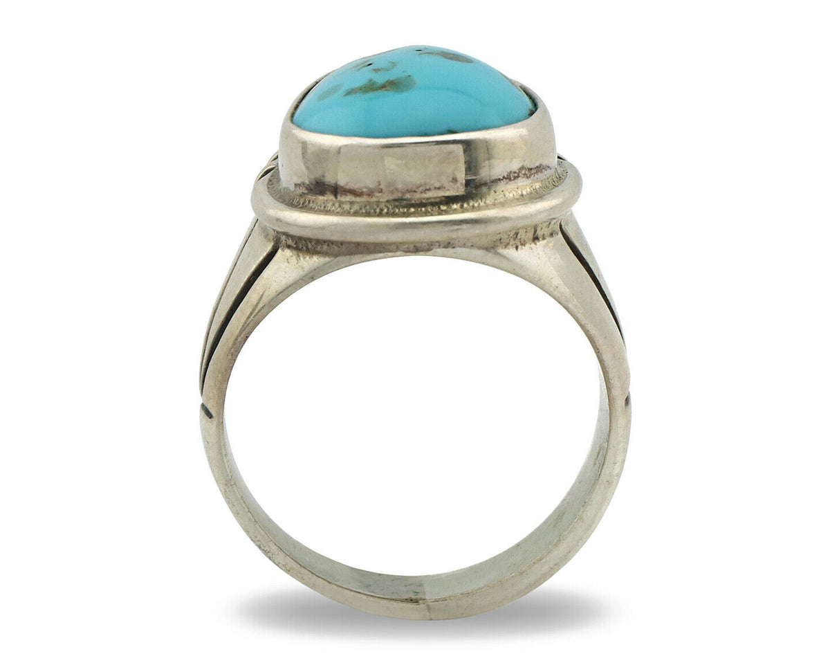 Navajo Ring .925 Silver Turquoise Mountain Native American Artist C.80's