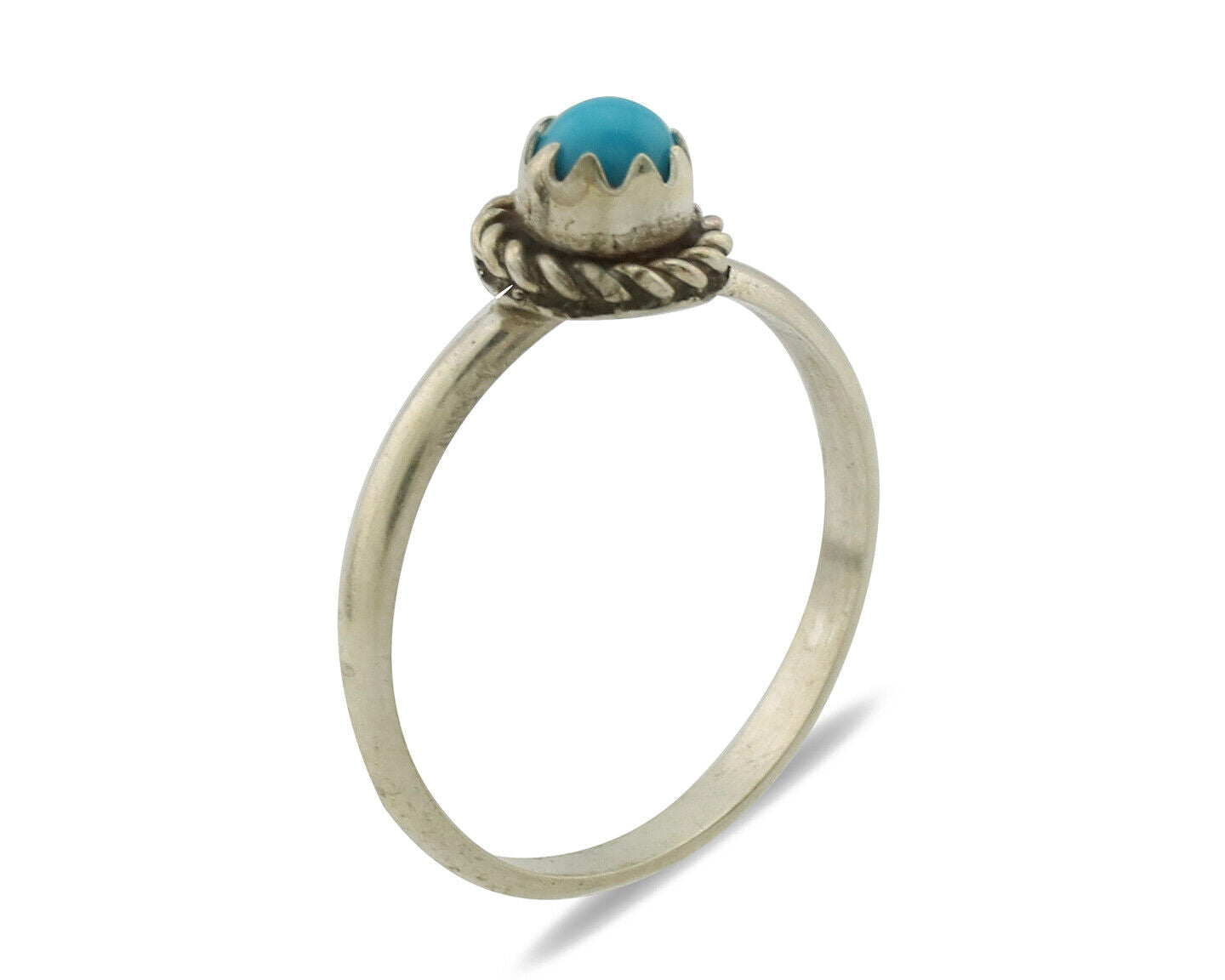 Navajo Ring .925 Silver Blue Turquoise Size 2.75 Native Artist C.1980s