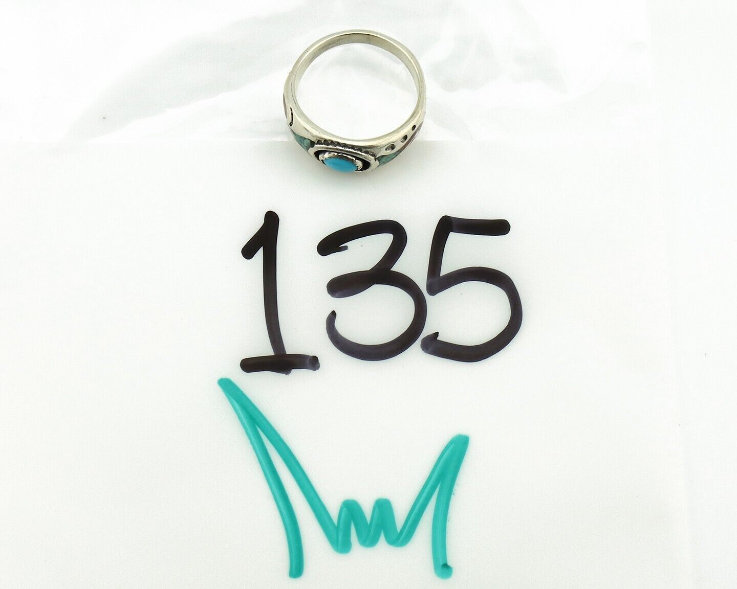Navajo Handmade Ring 925 Silver Blue Turquoise & Coral Native American C.80's