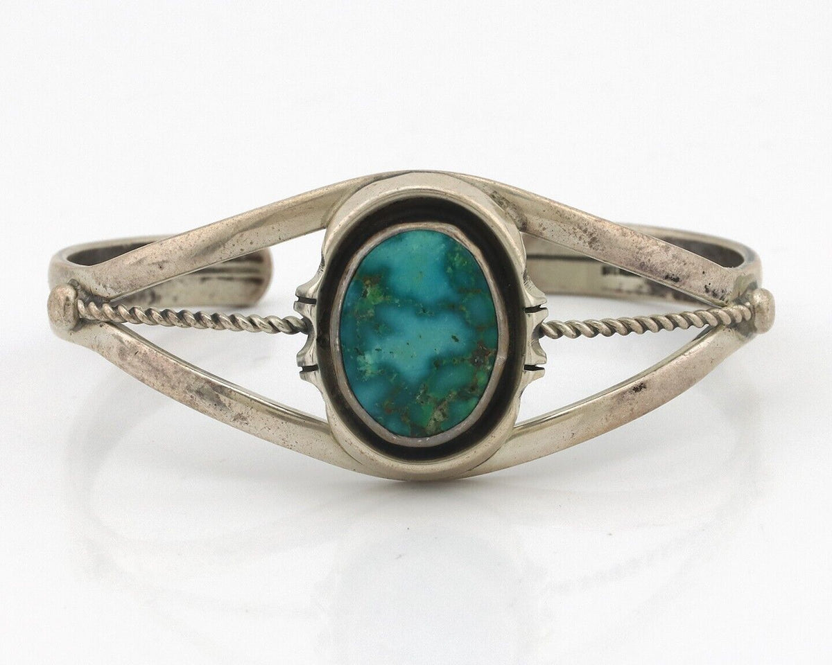 Women Navajo Bracelet 925 Silver Blue Gem Turquoise Signed Philip Zachary C.80's