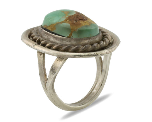 Navajo Ring .925 Silver Royston Turquoise Native American Artist C.1980's