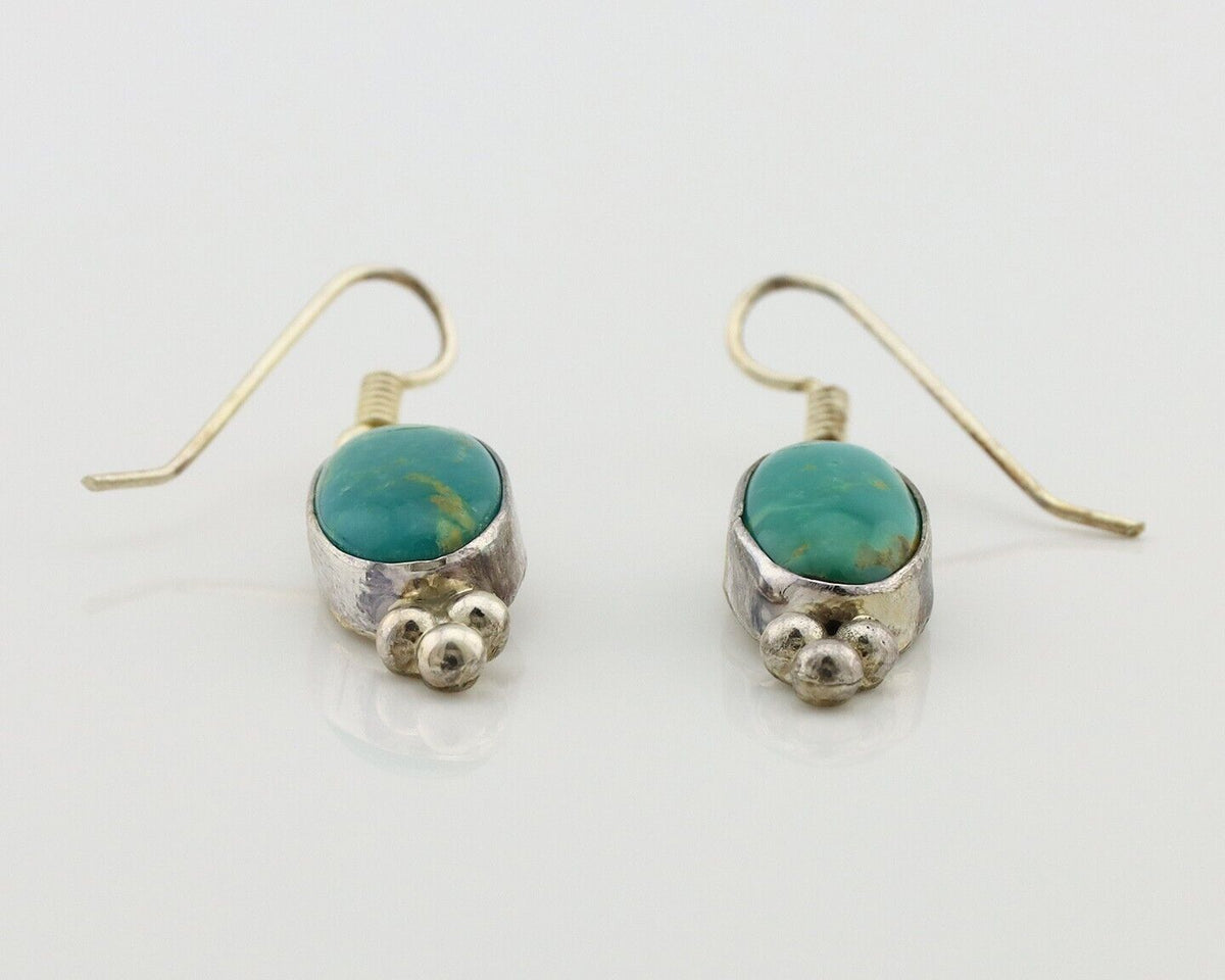 Navajo Earrings 925 Silver Blue Gem Turquoise Native American Artist C.80's