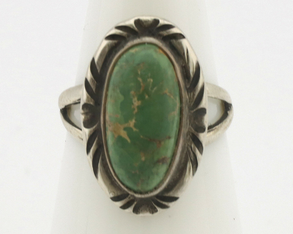 Navajo Ring .925 Silver Natural Mined Turquoise Native Artist Signed C.80's