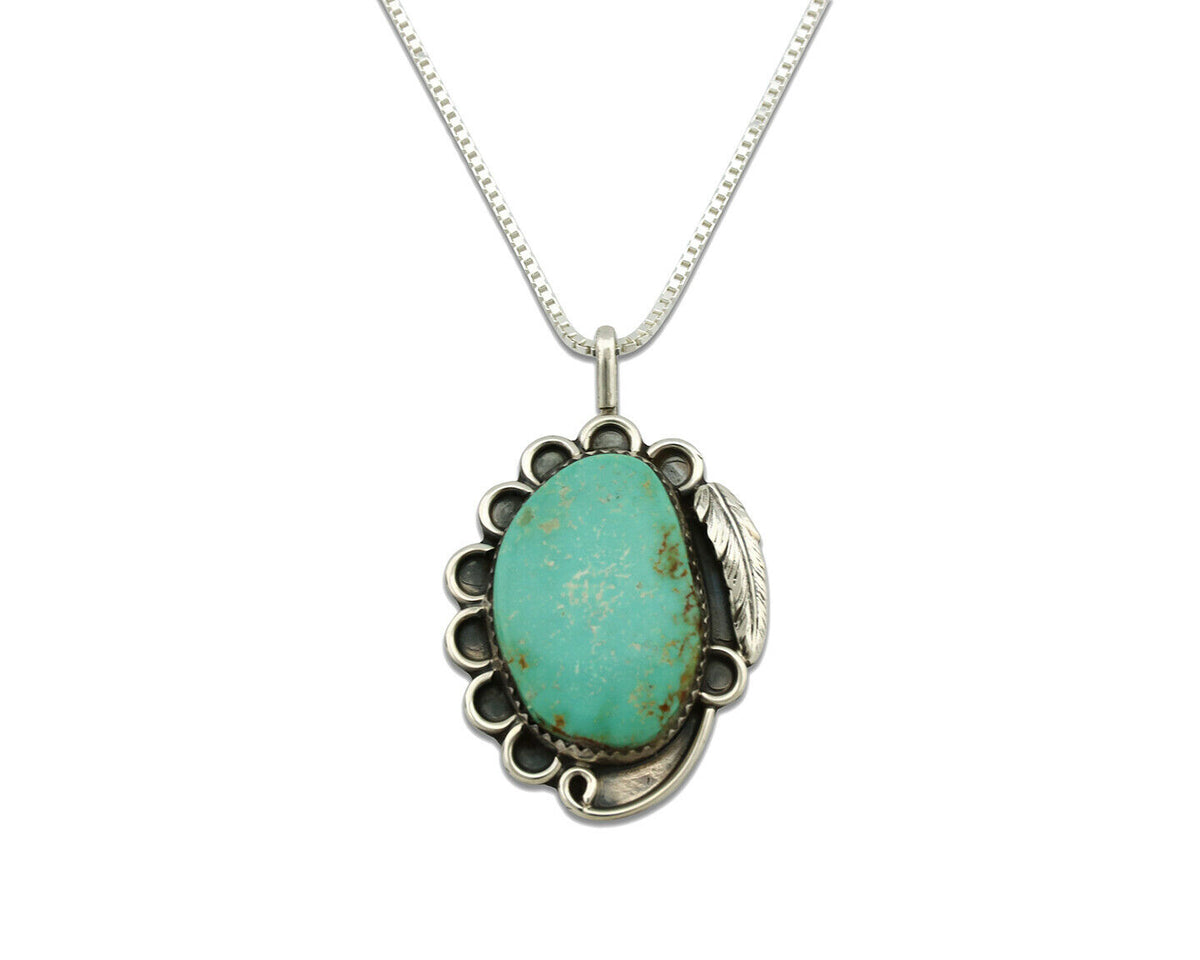 Navajo Necklace .925 Silver Kingman Turquoise Native Artist C.1980's