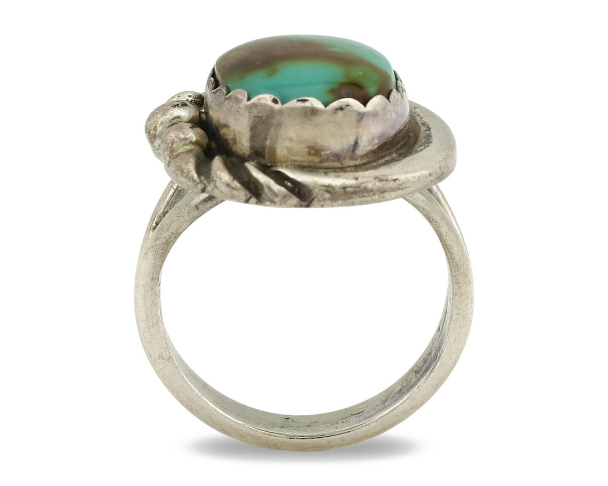 Navajo Ring .925 Silver Kingman Turquoise Native American Artist C.1980's