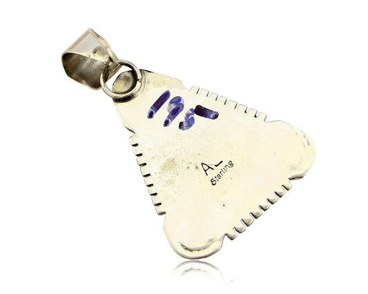 Navajo Pendant .925 Silver Diamond Turquoise Signed Artist A C.80's