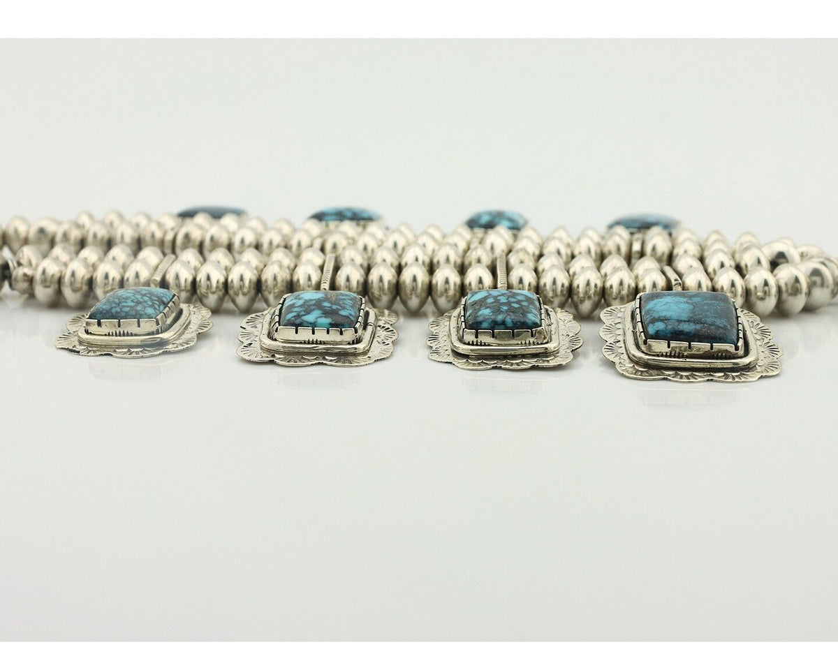Navajo Necklace 925 Silver Lone Mtn Turquoise Signed Rose Abeyta C.80's