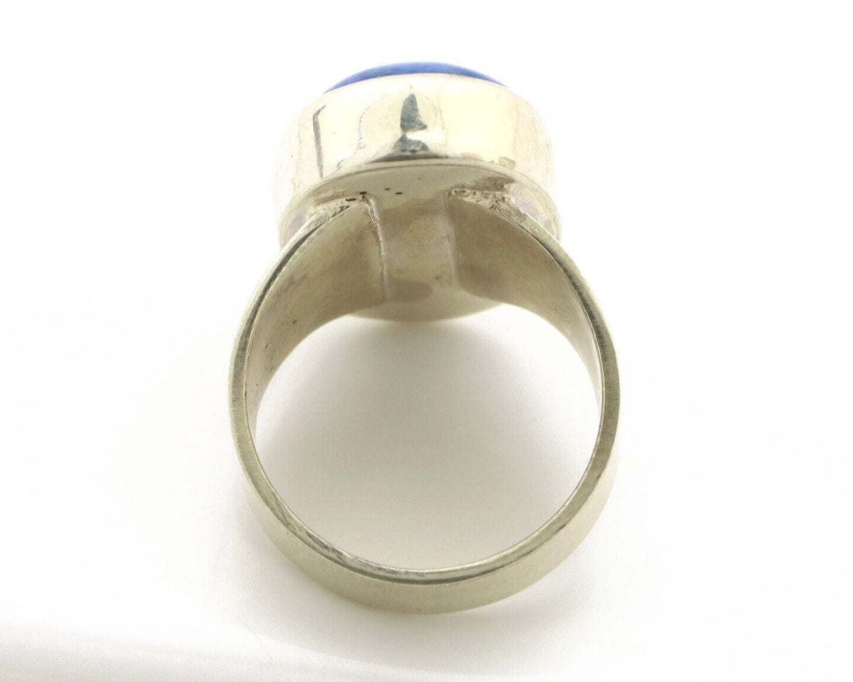 Navajo Ring 925 Silver Natural Lapis Artist Signed Wilbur Musket Jr C.80's