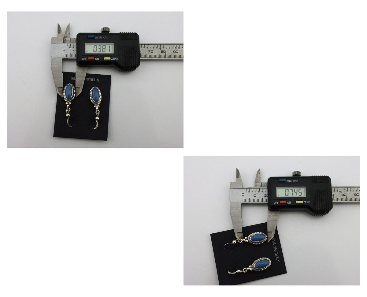 Navajo Earrings 925 Silver Natural Royal Blue Lapis Native American Artist C90s