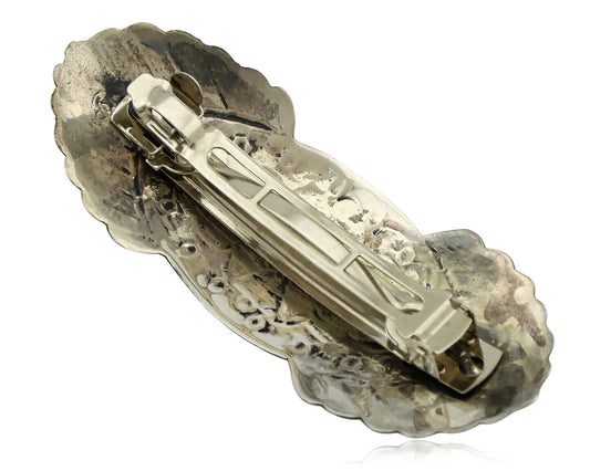 Navajo Hair Clip Barrette .925 Silver Hand Stamped Artist Signed C Montoya C80s