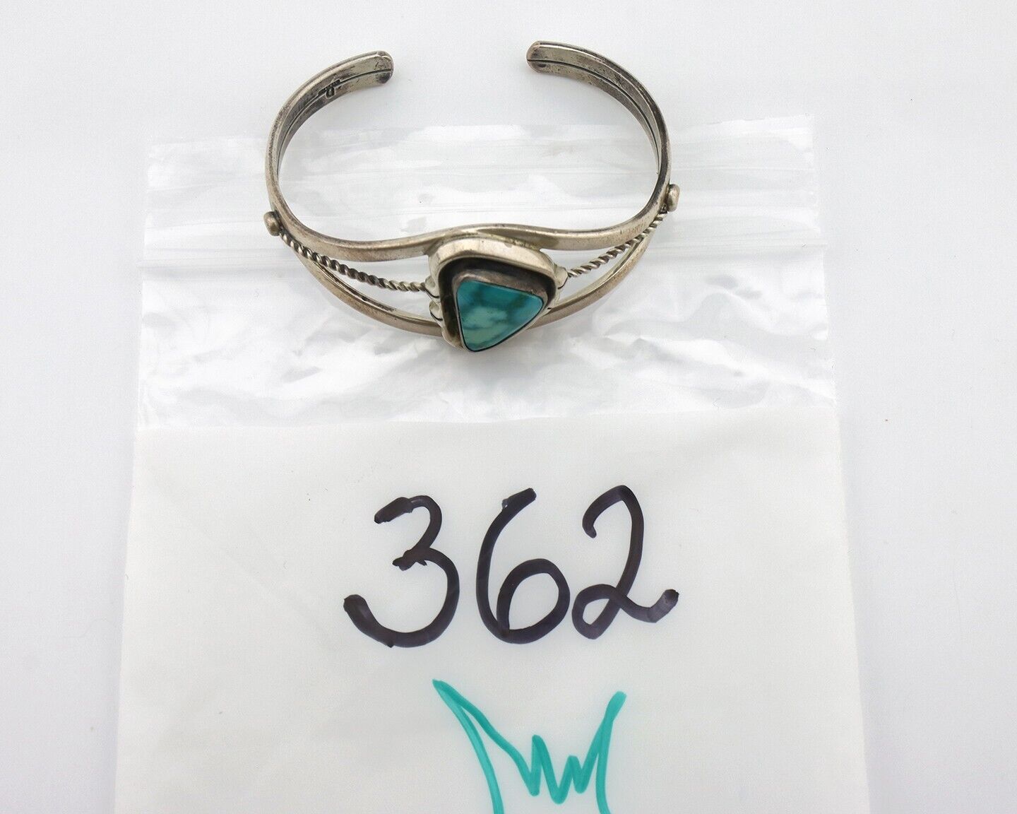 Women Navajo Bracelet 925 Silver Blue Gem Turquoise Signed Philip Zachary C.80's