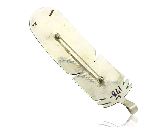 Navajo Hair Clip Barrette 925 Silver Hand Stamped Native Artist Signed BD C.80's