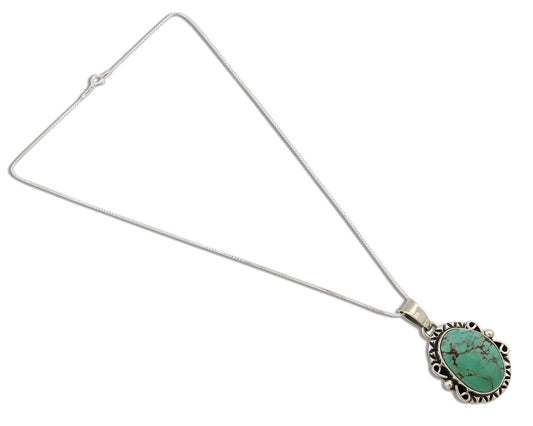 Navajo Necklace .925 Silver Kingman Turquoise Native American Signed C.1980's