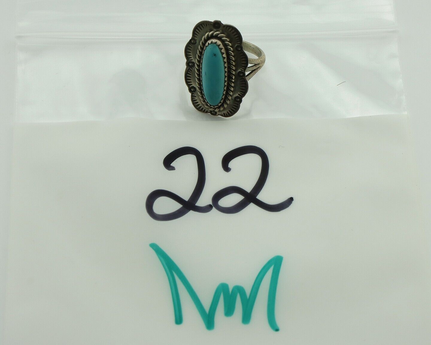 Navajo Ring 925 Silver Turquoise Native American Artist C.80's