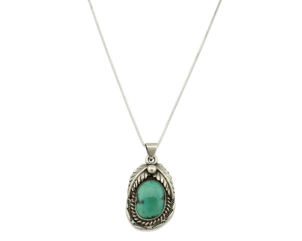 Navajo Necklace .925 Silver Royston Turquoise Artist Signed Sunrise C.80's