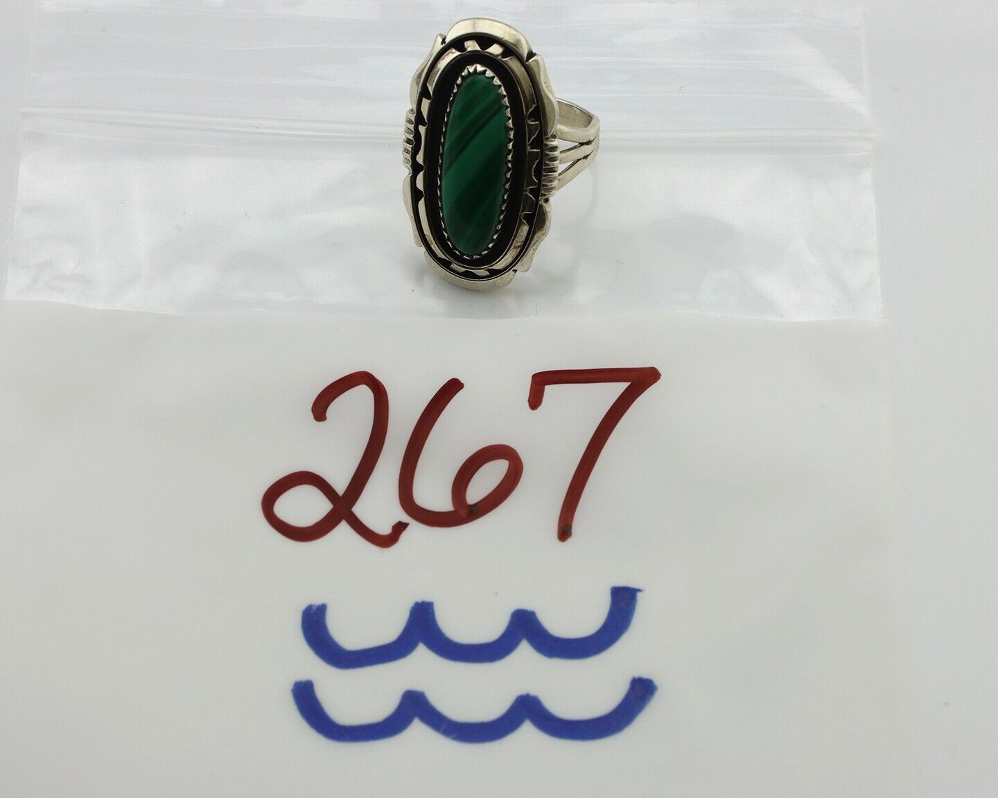 Navajo Ring 925 Silver Natural Malachite Artist Signed William Denetdale C.80's