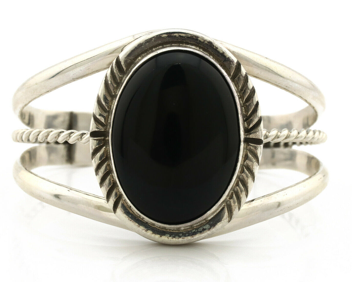Navajo Bracelet .925 Silver Black Onyx Artist Native American C.90's
