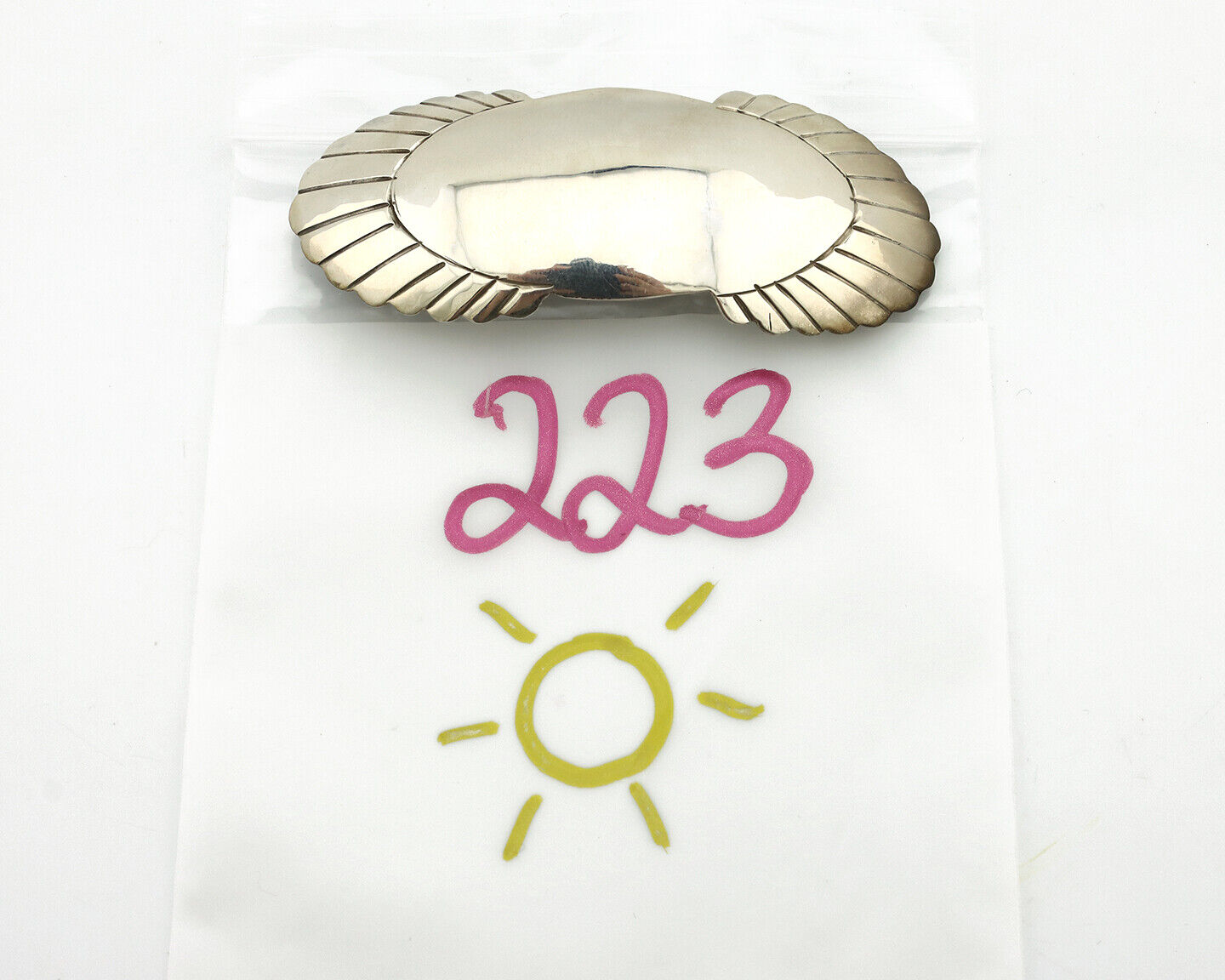 Women's Navajo Hair Clip Barrette .925 Silver Hand Stamped Artist C Montoya C80s