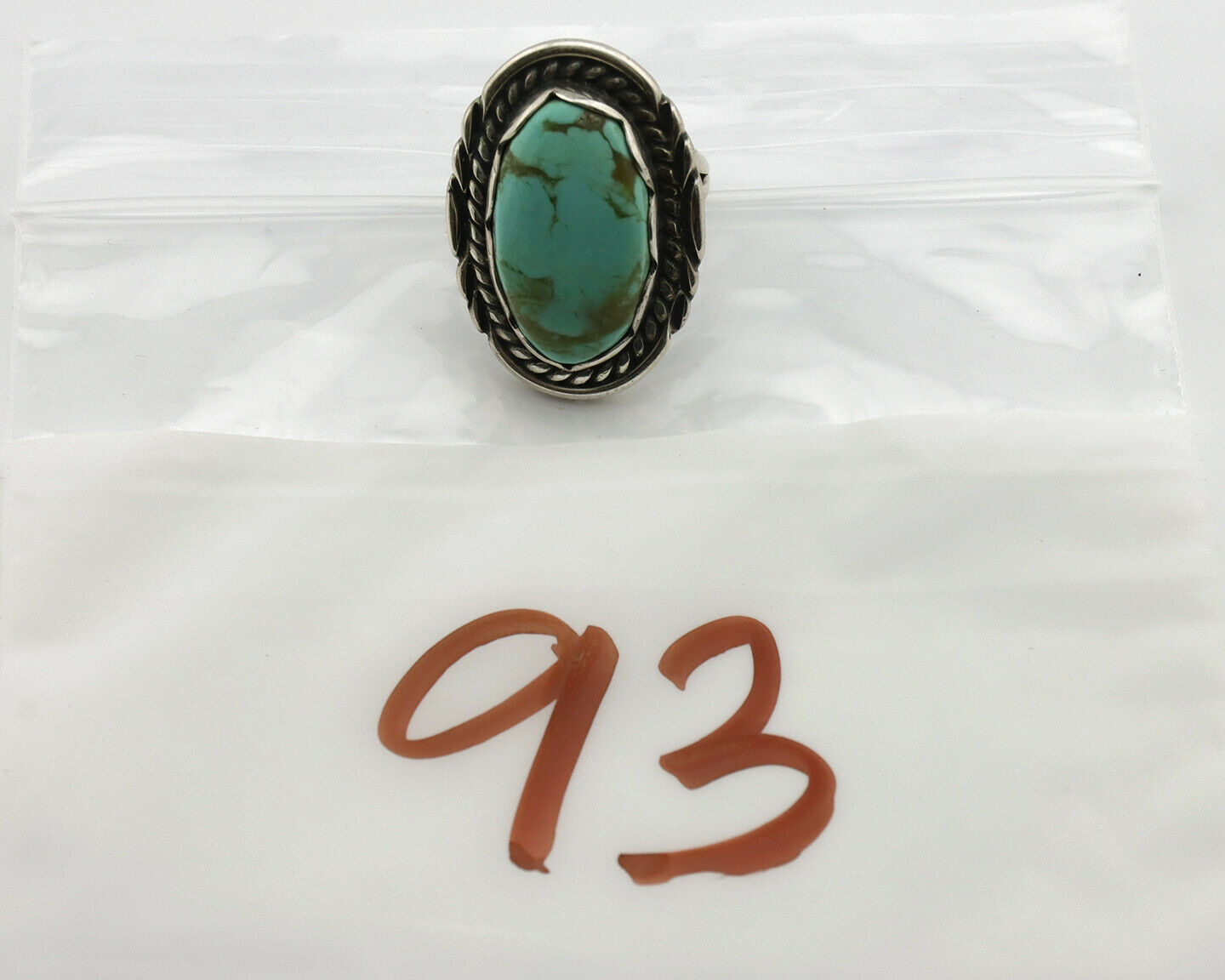 Navajo Ring .925 Silver Turquoise Mountain Apache MFG C.80's