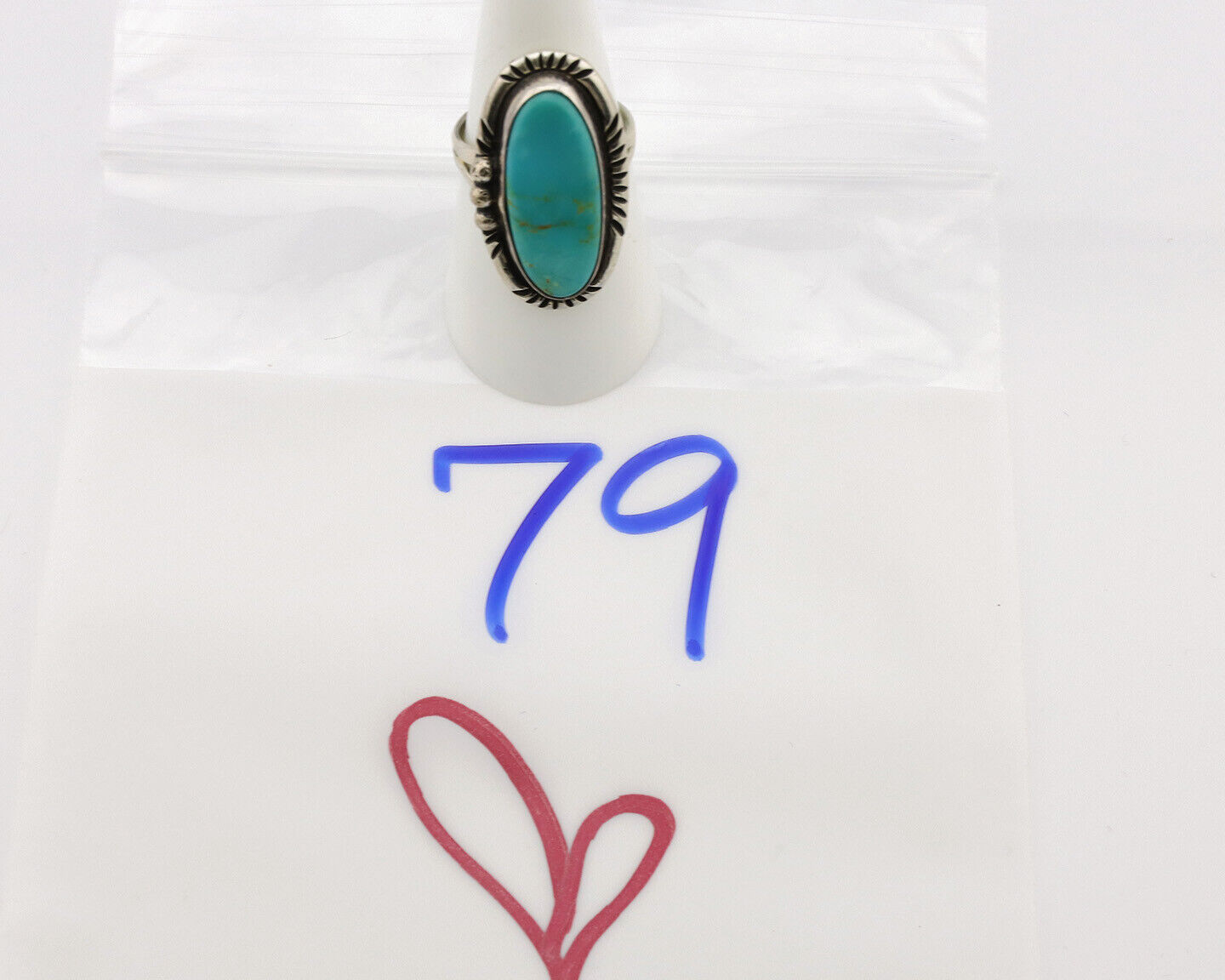 Navajo Ring .925 Silver Nevada Turquoise Native American Artist C.1980's