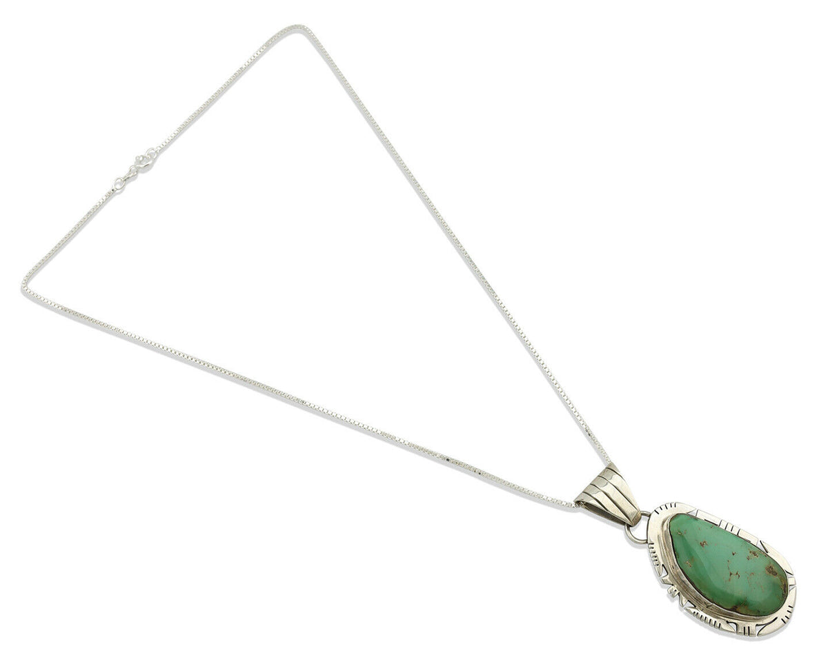 Navajo Pendant .925 Silver Manassas Turquoise Signed FT C.80's
