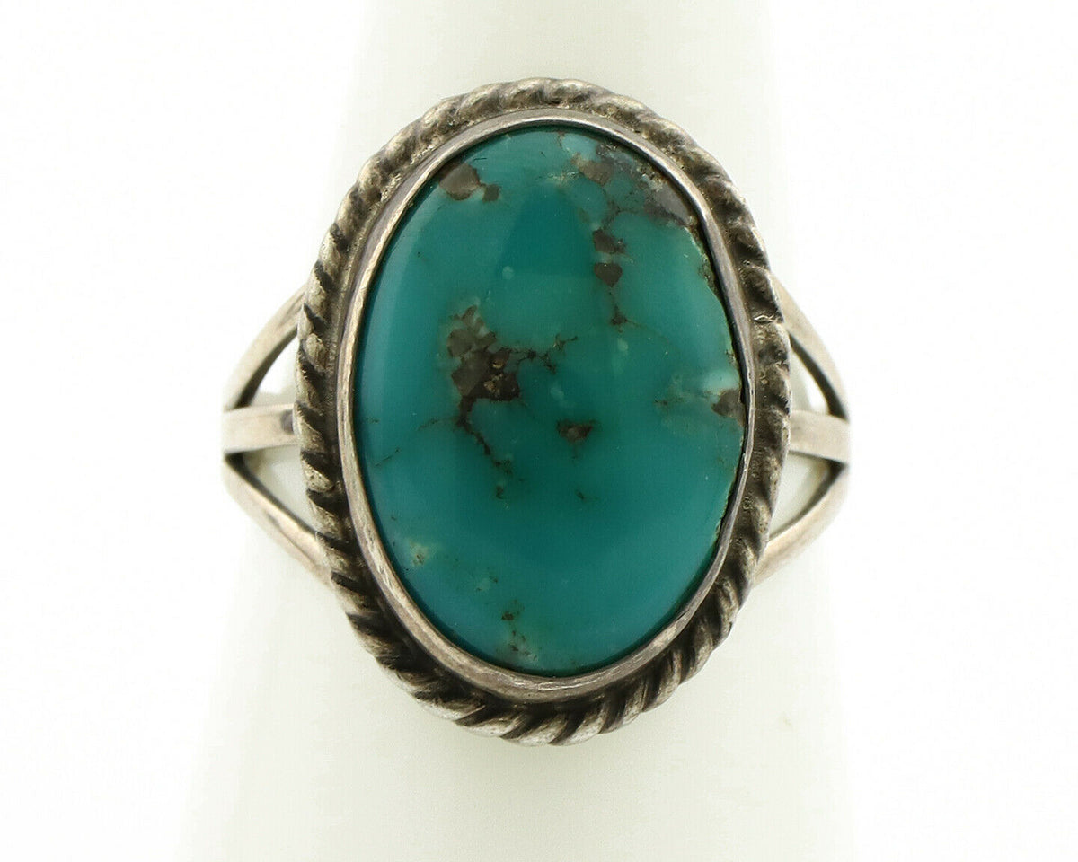Navajo Ring .925 Silver Blue Turquoise Native American Artist C.1980's