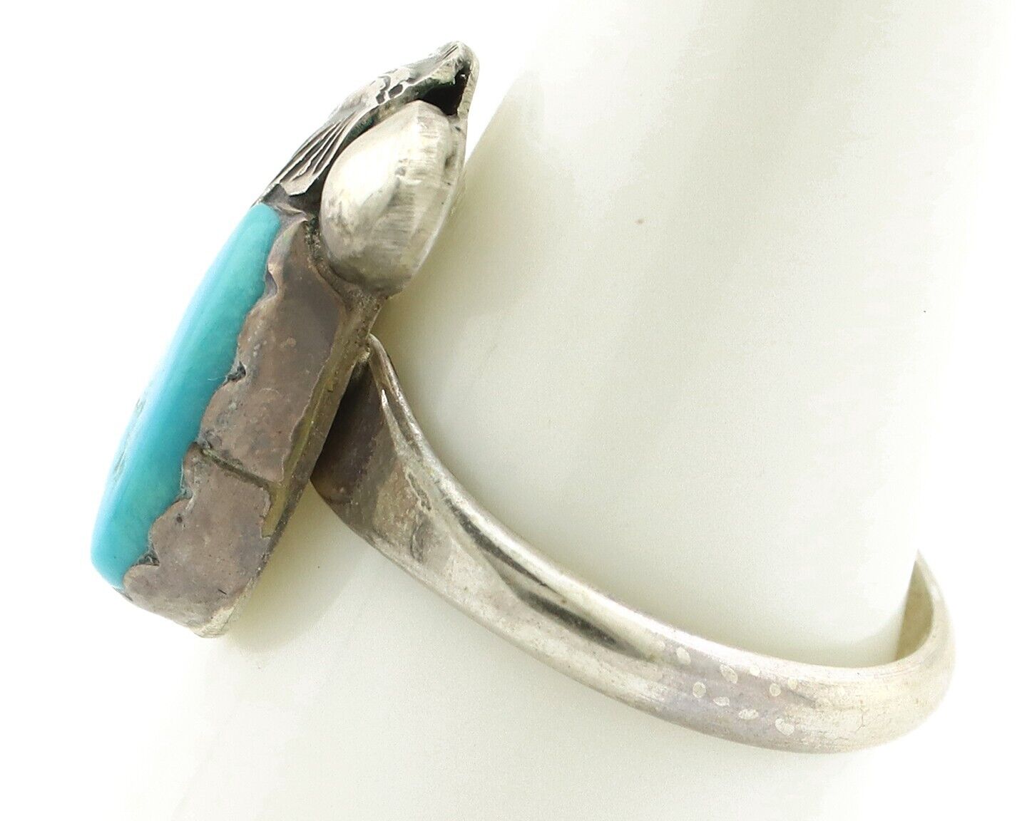 Zuni Ring 925 Silver Natural Mined Blue Turquoise Artist Signed Simplicio C.80's
