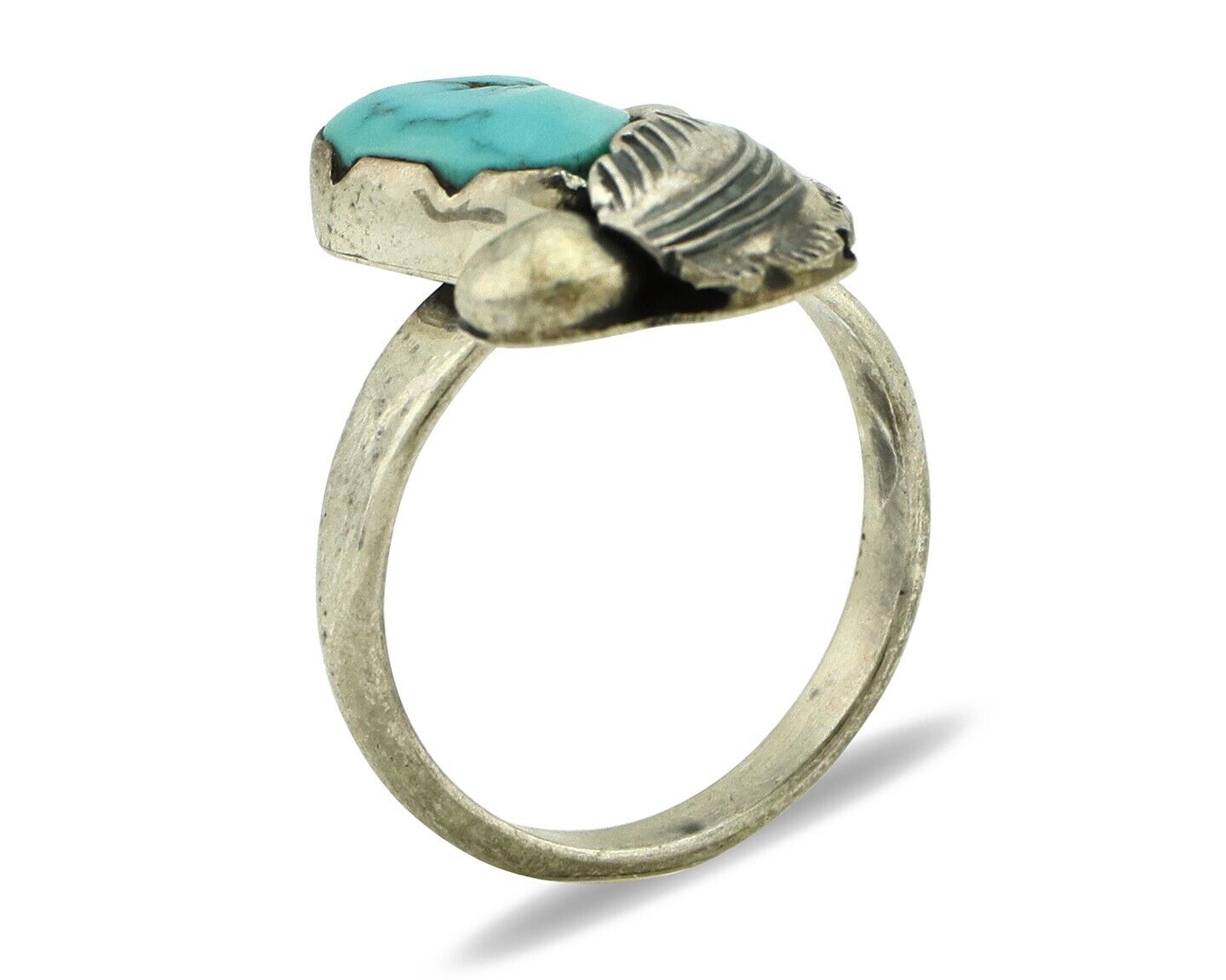 Zuni Ring 925 Silver Natural Blue Turquoise Artist Signed Simplicio C.80's