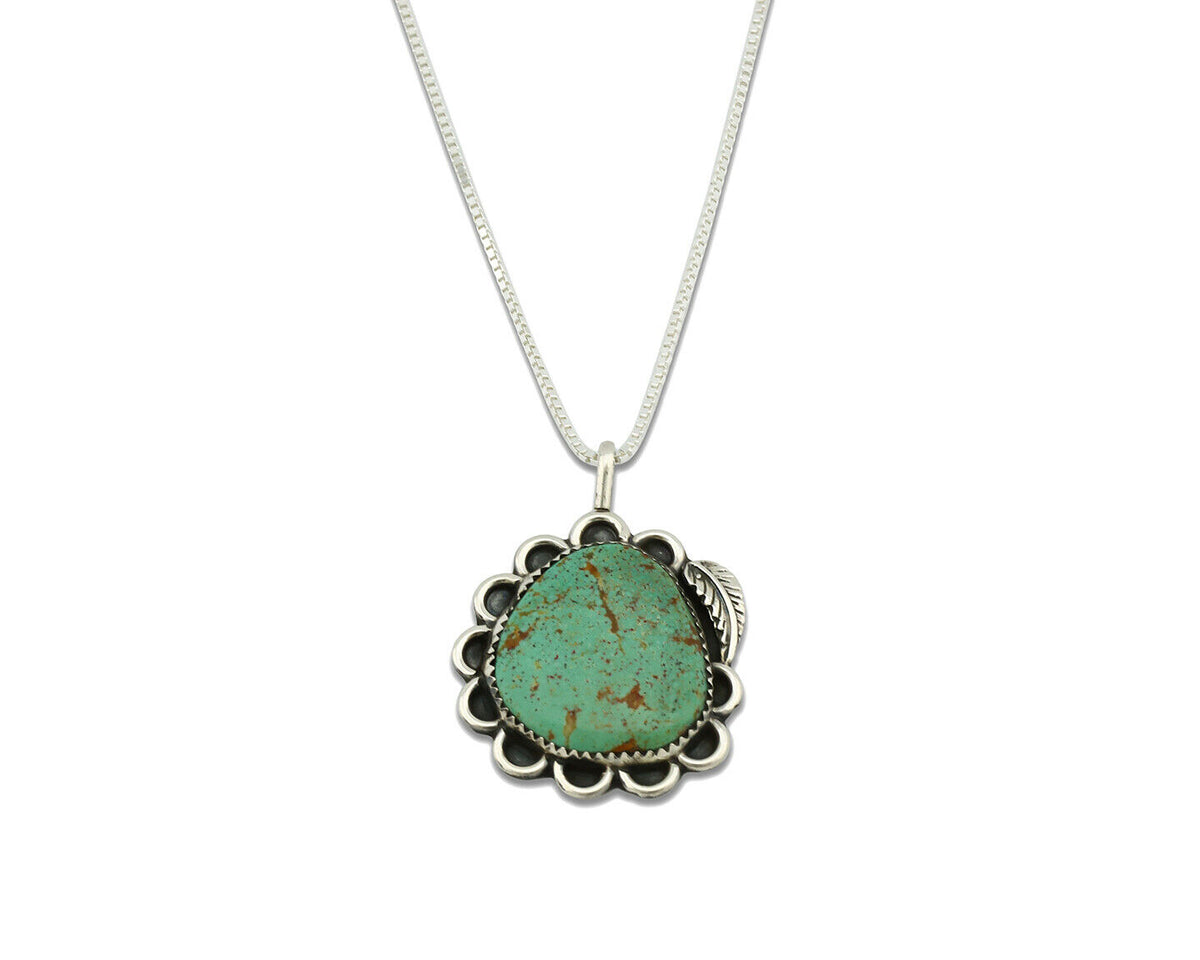 Navajo Necklace .925 Silver Kingman Turquoise Native Artist C.1980's