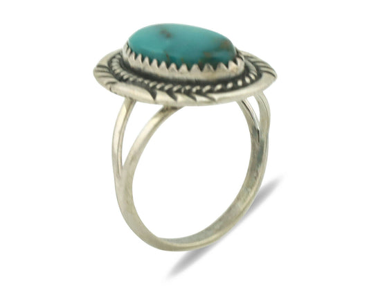 Navajo Ring .925 Silver Natural Turquoise Native American Artist C.1980's