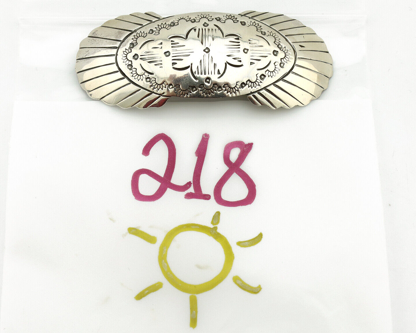 Navajo Hair Clip Barrette .925 Silver Hand Stamped Artist Signed C Montoya C80s