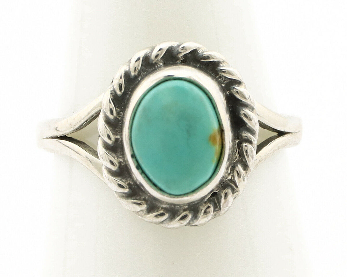 Navajo Ring .925 Silver Kingman Turquoise Artist Signed Gecko C.90's