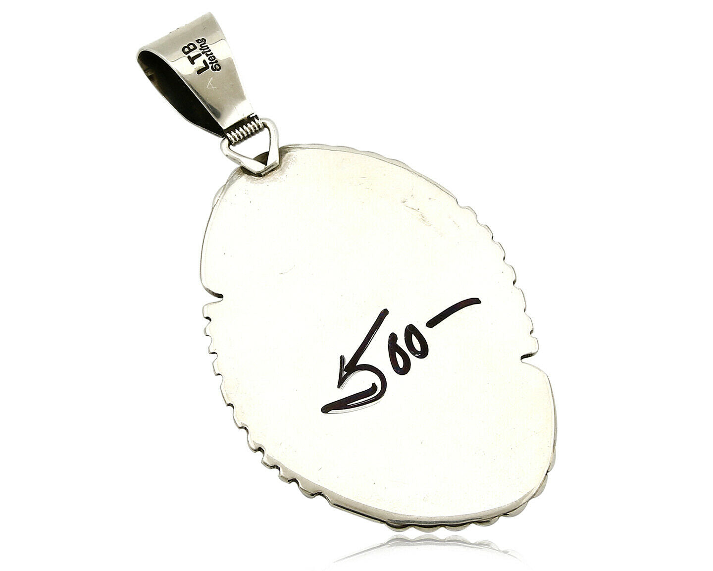 Navajo Lorren Begay Pendant Natural Turquoise .925 Silver Hand Stamped C.80's