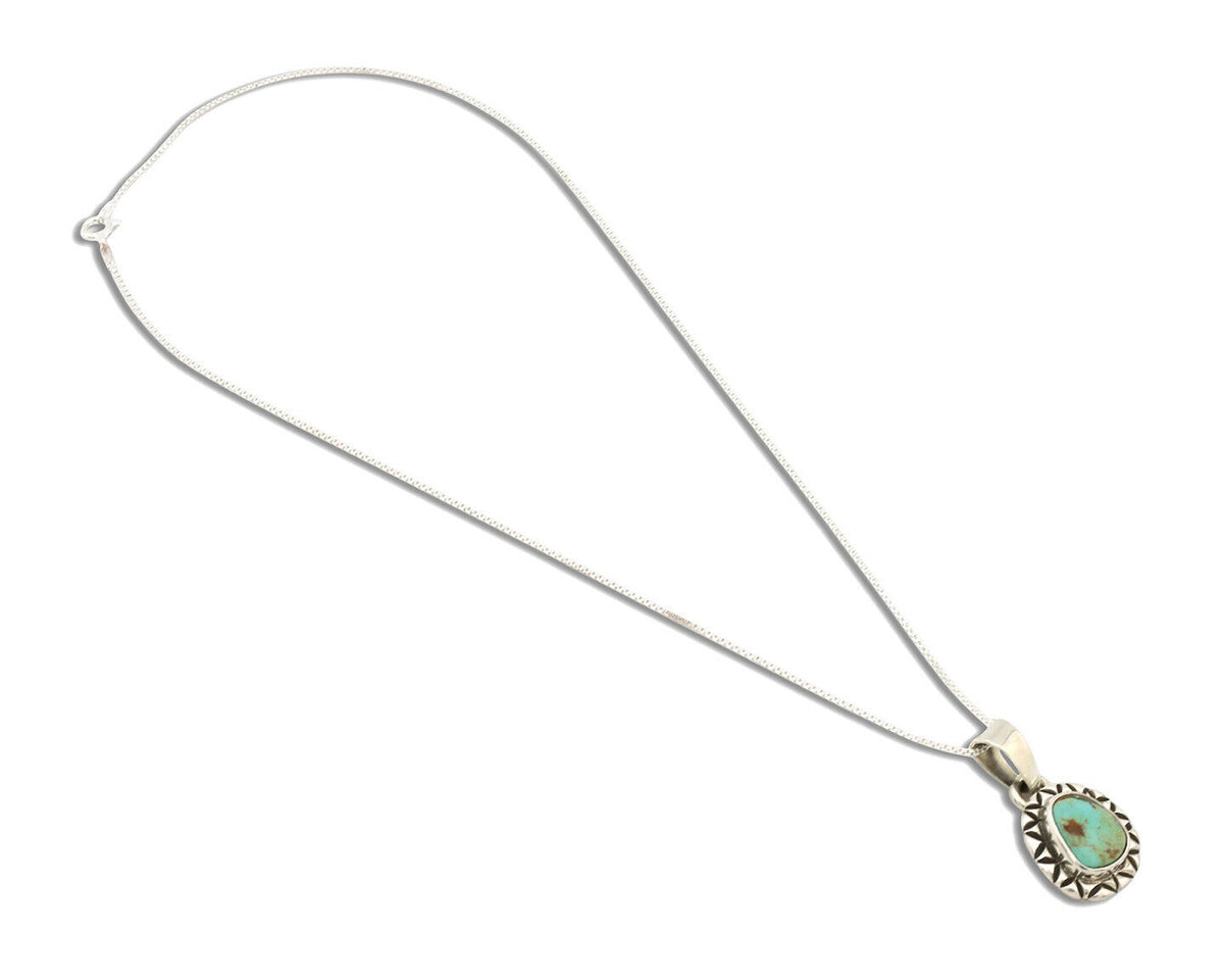 Navajo Necklace .925 Silver Kingman Turquoise Signed Gecko C.1980's