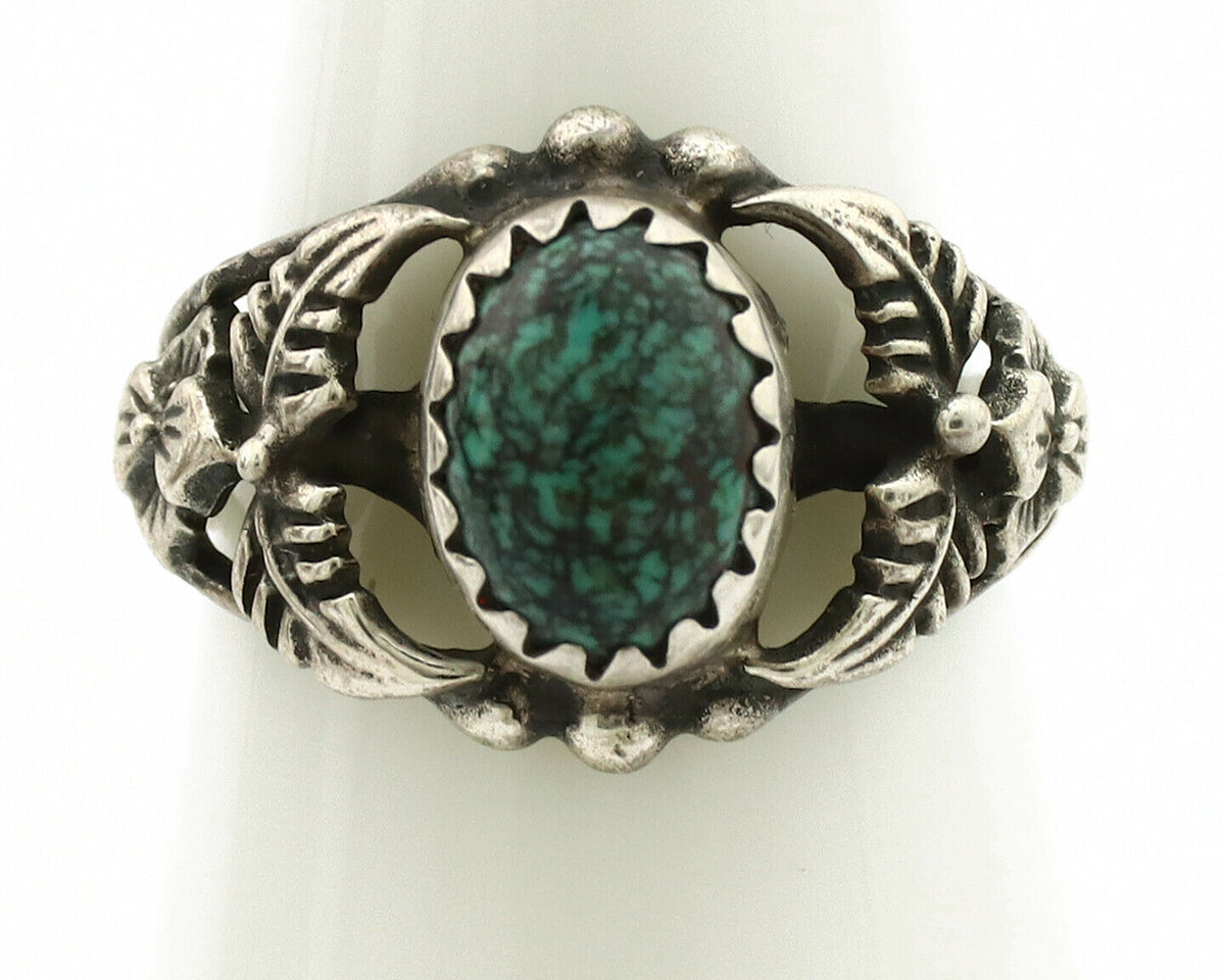 Navajo Ring .925 Silver Spiderweb Turquoise Native American Artist C.1980's