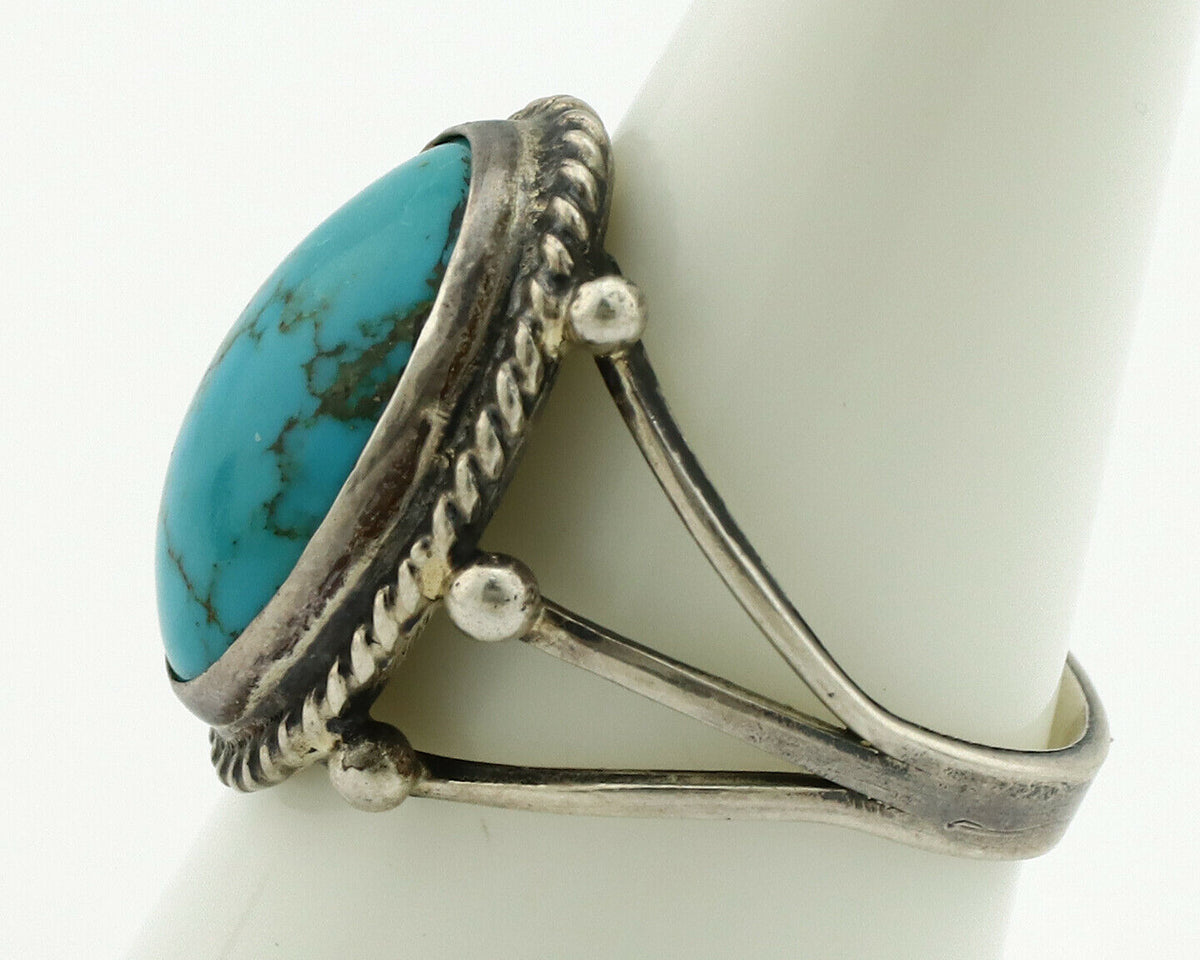 Navajo Ring .925 Silver Blue Turquoise Native American Artist C.1980's