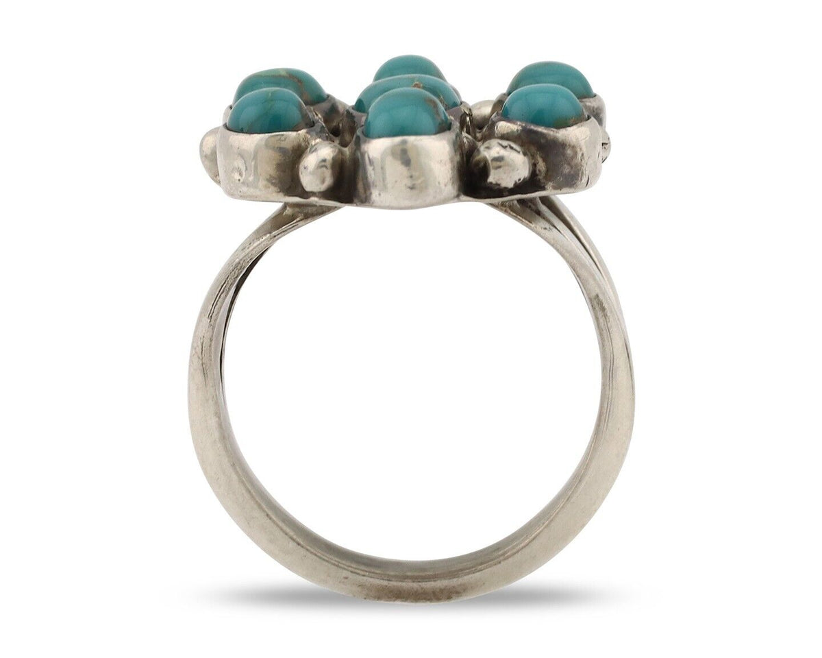Navajo Ring .925 Silver Natural Blue Turquoise Artist Signed LP C.80's