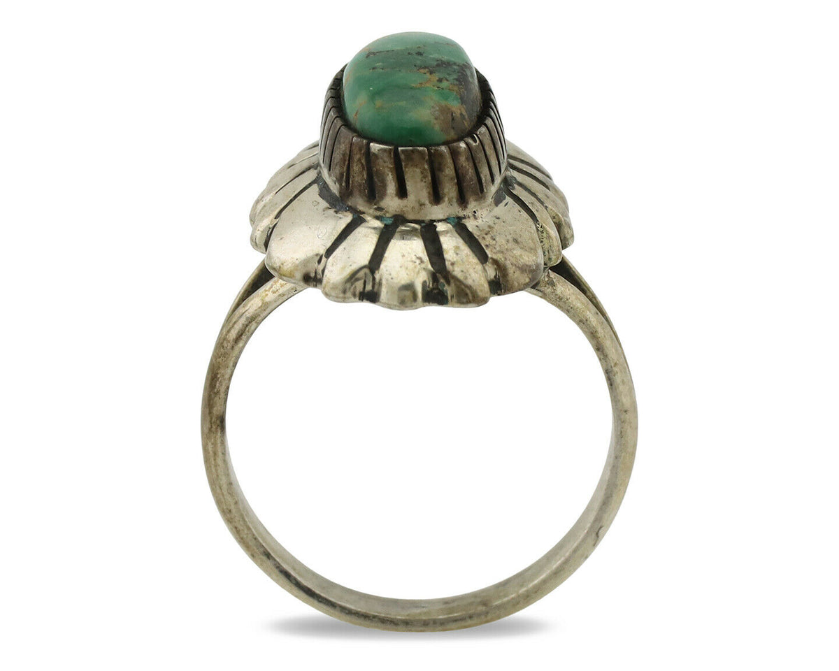 Navajo Ring .925 Silver Natural Mined Turquoise Artist Signed M Montoya C.80's
