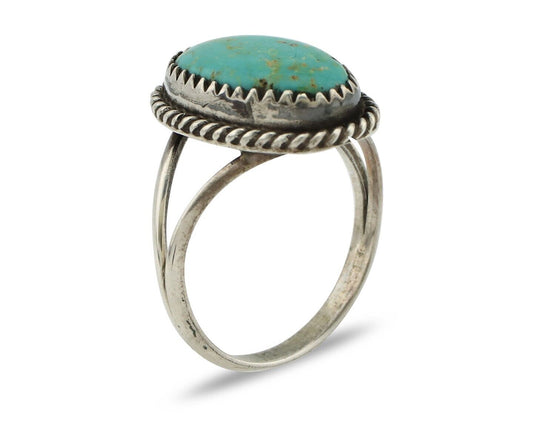 Navajo Handmade Ring 925 Silver Kingman Turquoise Artist Signed MC C.80's