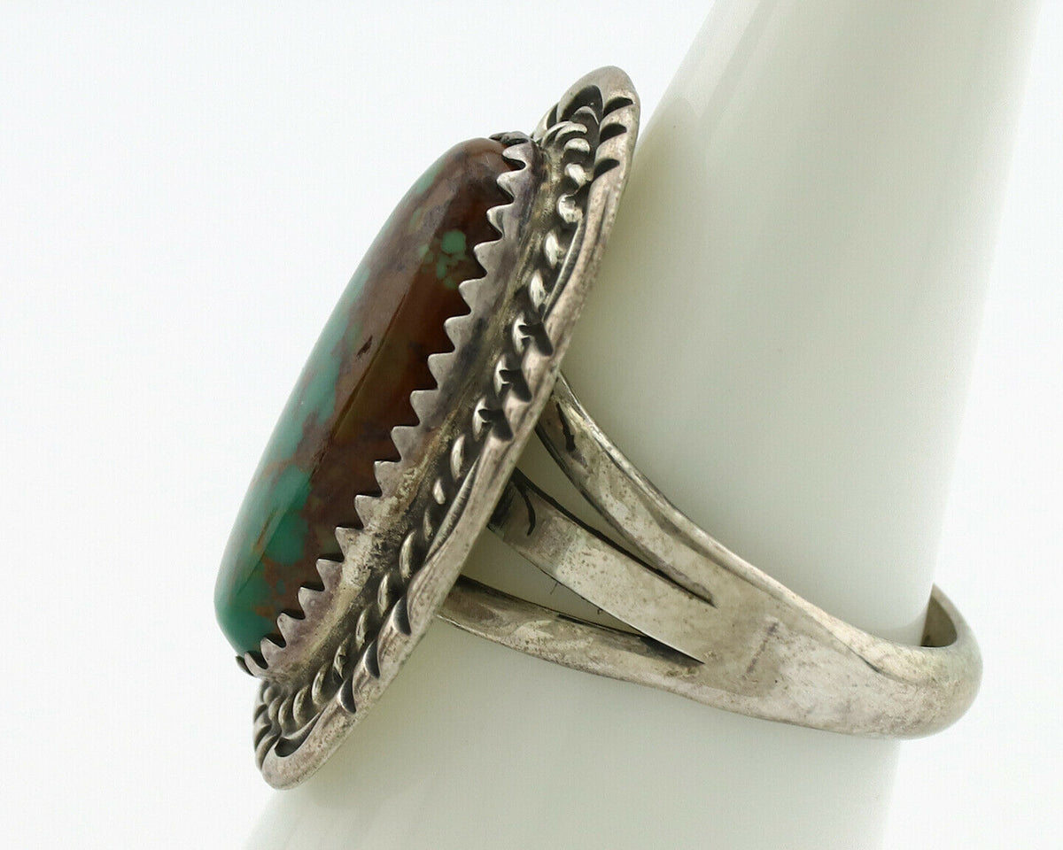 Navajo Ring .925 Silver Kingman Turquoise Native American Artist C.1980's
