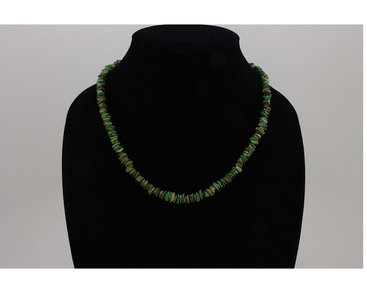 Navajo Necklace 925 Silver Natural Manassas Turquoise Native Artist C.80's