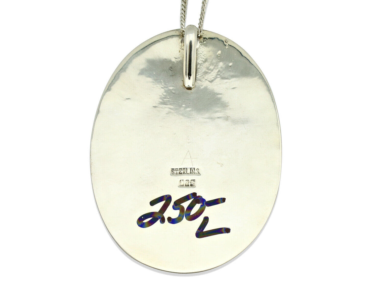 Navajo Pendant .925 Silver Southwest Turquoise Native Artist C.1980's