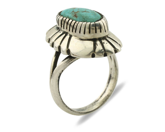 Navajo Ring .925 Silver Natural Mined Turquoise Artist Signed M Montoya C.80's