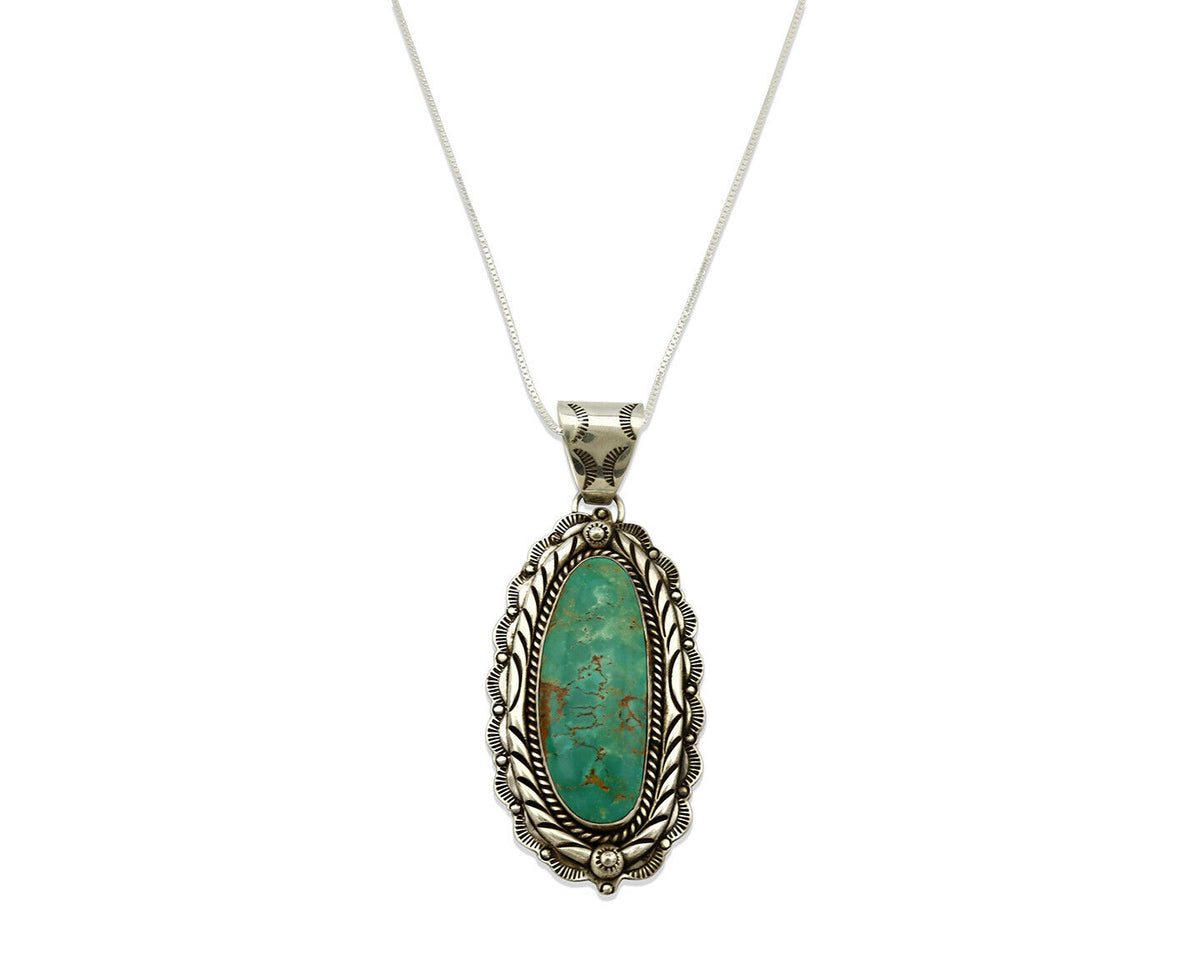 Navajo Necklace .925 Silver Kingman Turquoise Signed MB C.1980's