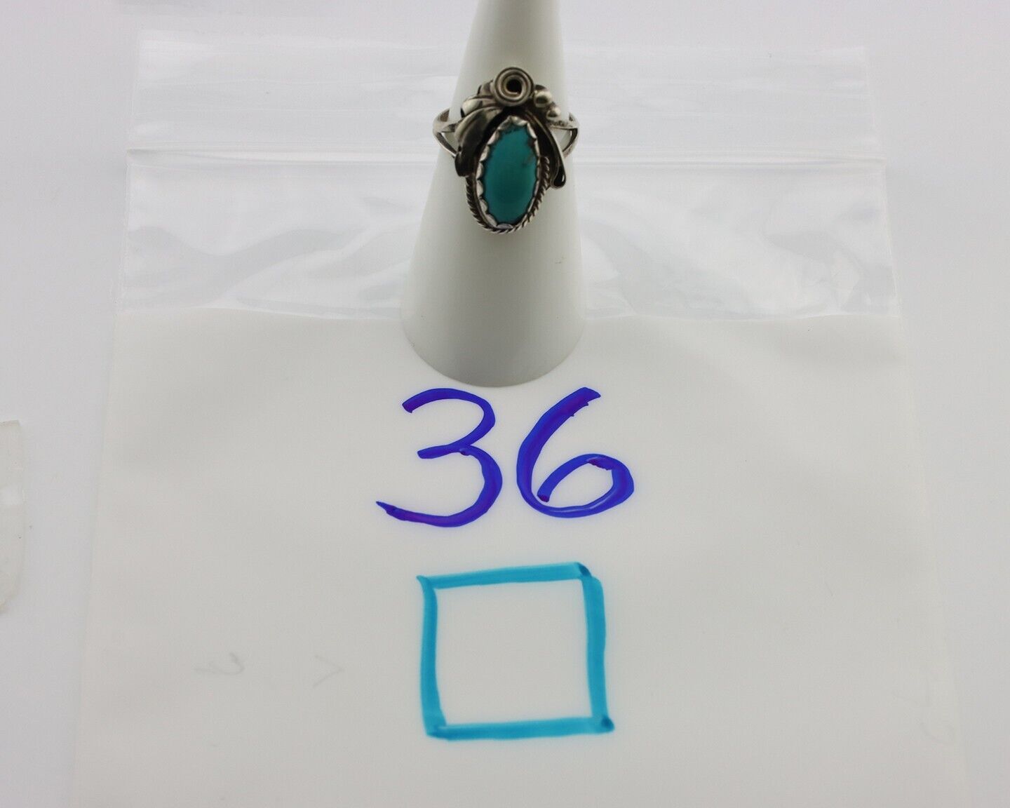 Navajo Inlaid Ring 925 Silver Blue Turquoise Artist Signed Justin Morris C.80s