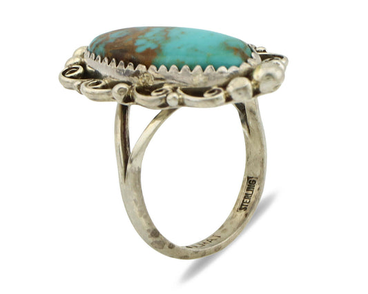 Navajo Ring .925 Silver Kingman Turquoise Artist Signed Talhat C.90's