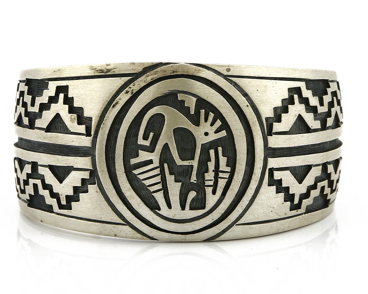 Navajo Lowell Draper Bracelet .925 Silver C.80's Overlay Kokopelli Pattern
