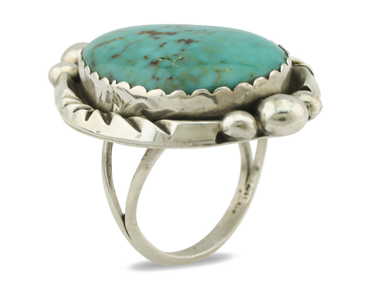 Navajo Ring .925 Silver Turquoise Mountain Native American Artist C.80's