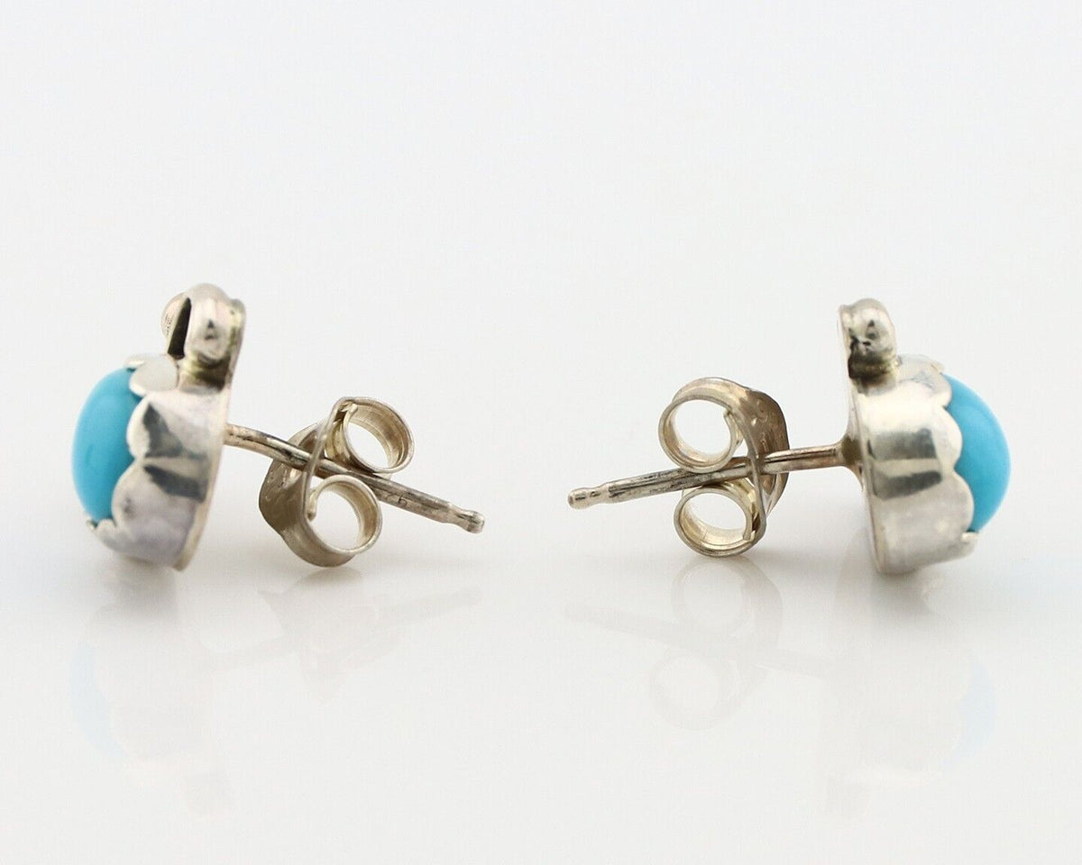 Navajo Earrings 925 Silver Natural Mined Turquoise Native American Artist C.80's